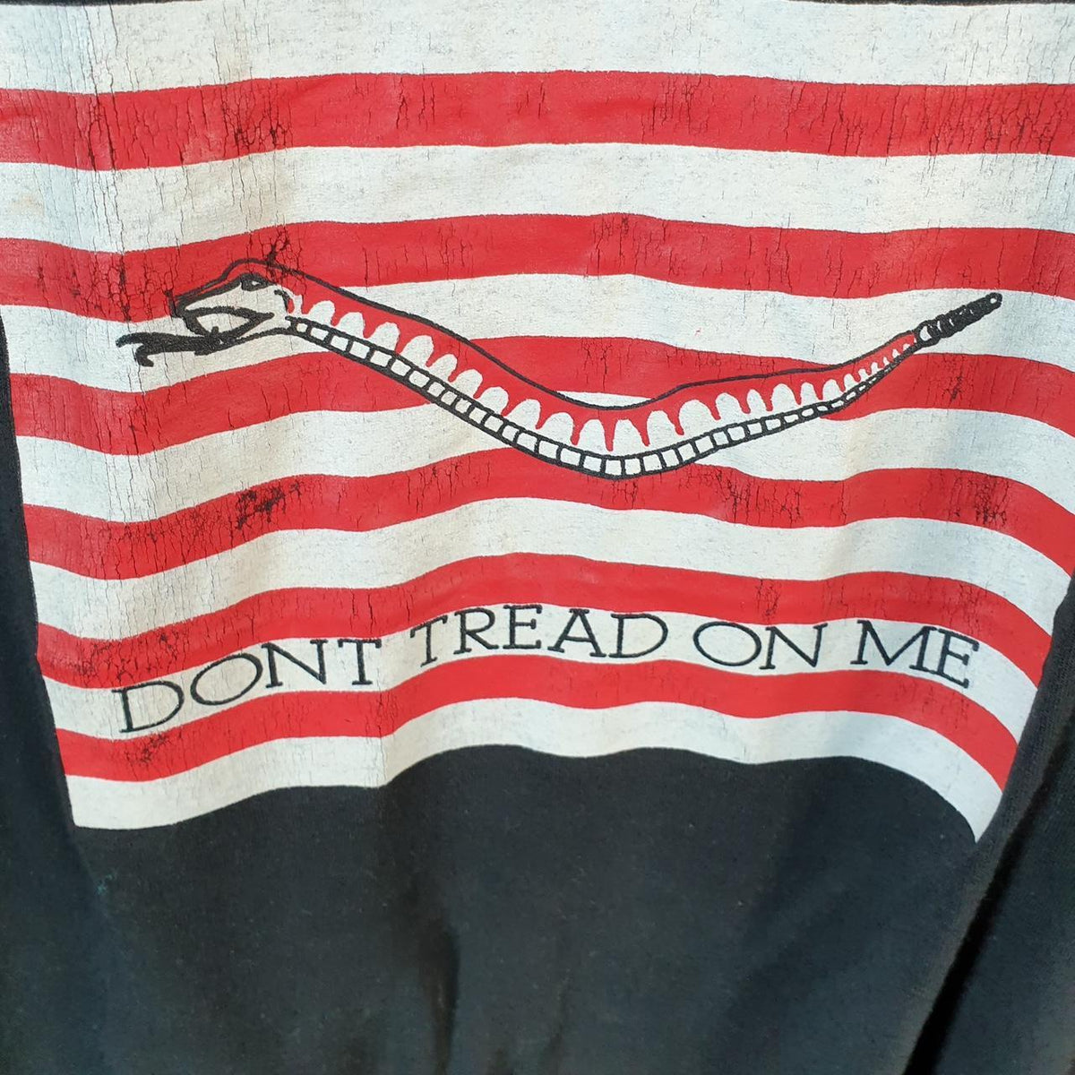Vintage Dont Tread on Me Snake Graphic USA Single Stitch T Shirt Men’s Small Black C8017