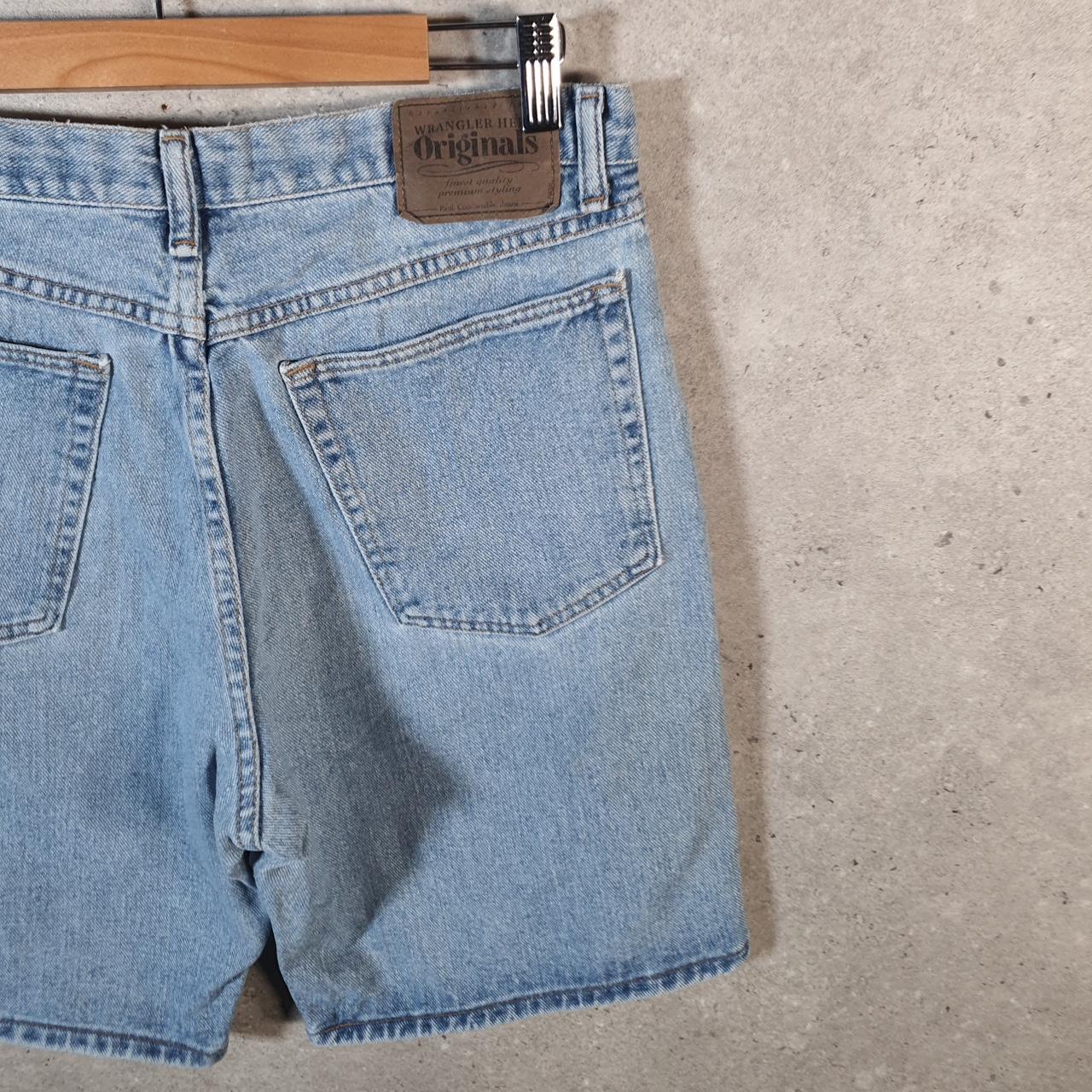 Vintage Wrangler Denim Shorts Jorts Cargo Men’s W32 Relaxed Blue Baggy Cotton