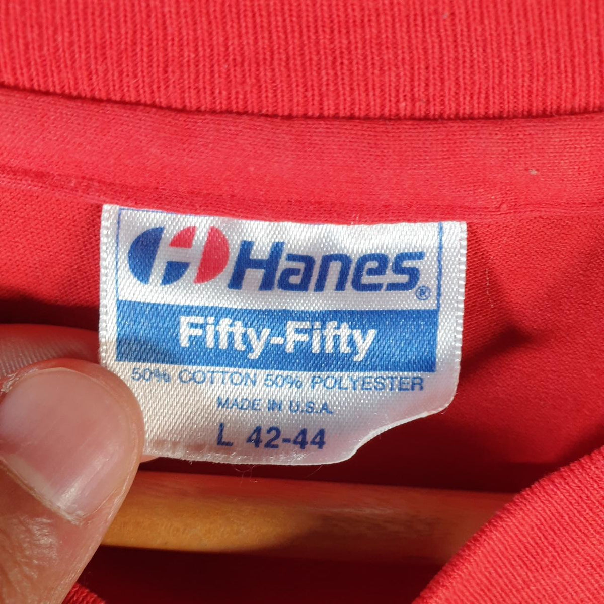 Vintage Hanes Fitness Factory 1990 USA Single Stitch T Shirt Men’s Large Red C8070