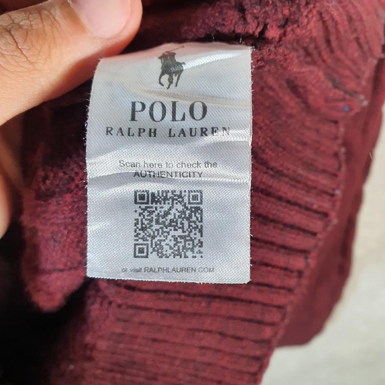 Vintage Ralph Lauren Polo Cable Knit Heavyweight Sweatshirt Womens Medium Burgundy Red Pony C8846