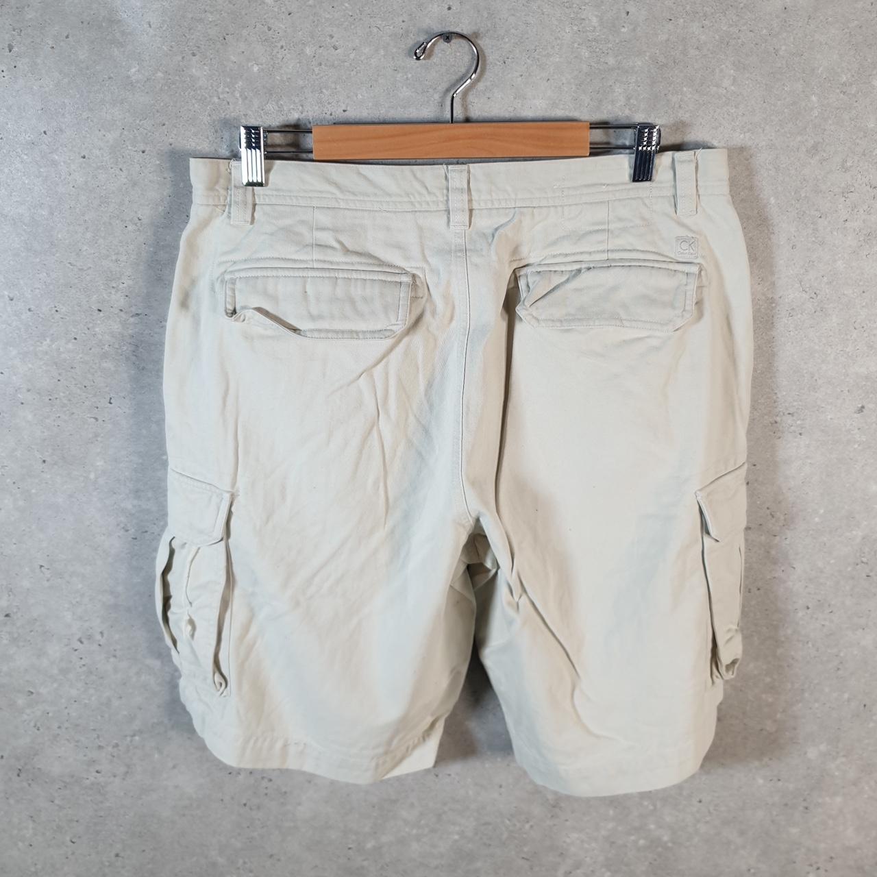 Vintage Calvin Klein Baggy Shorts Jorts Cargo Mens W36 Beige Relaxed Cotton