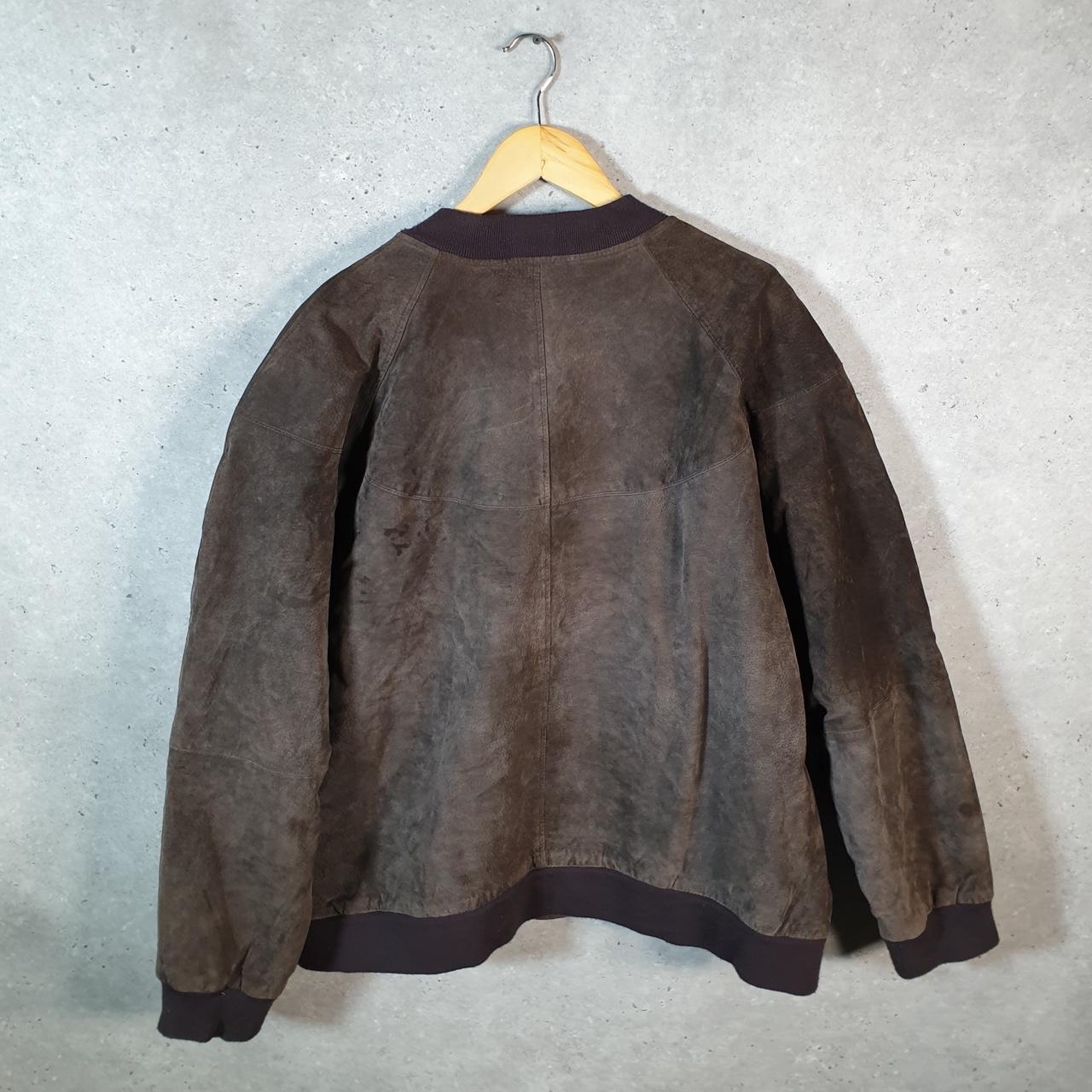 Vintage Knightsbridge Seude Leather Bomber Jacket Mens 2XL Brown Hunting Utility USA Coat Big Fish Vintage