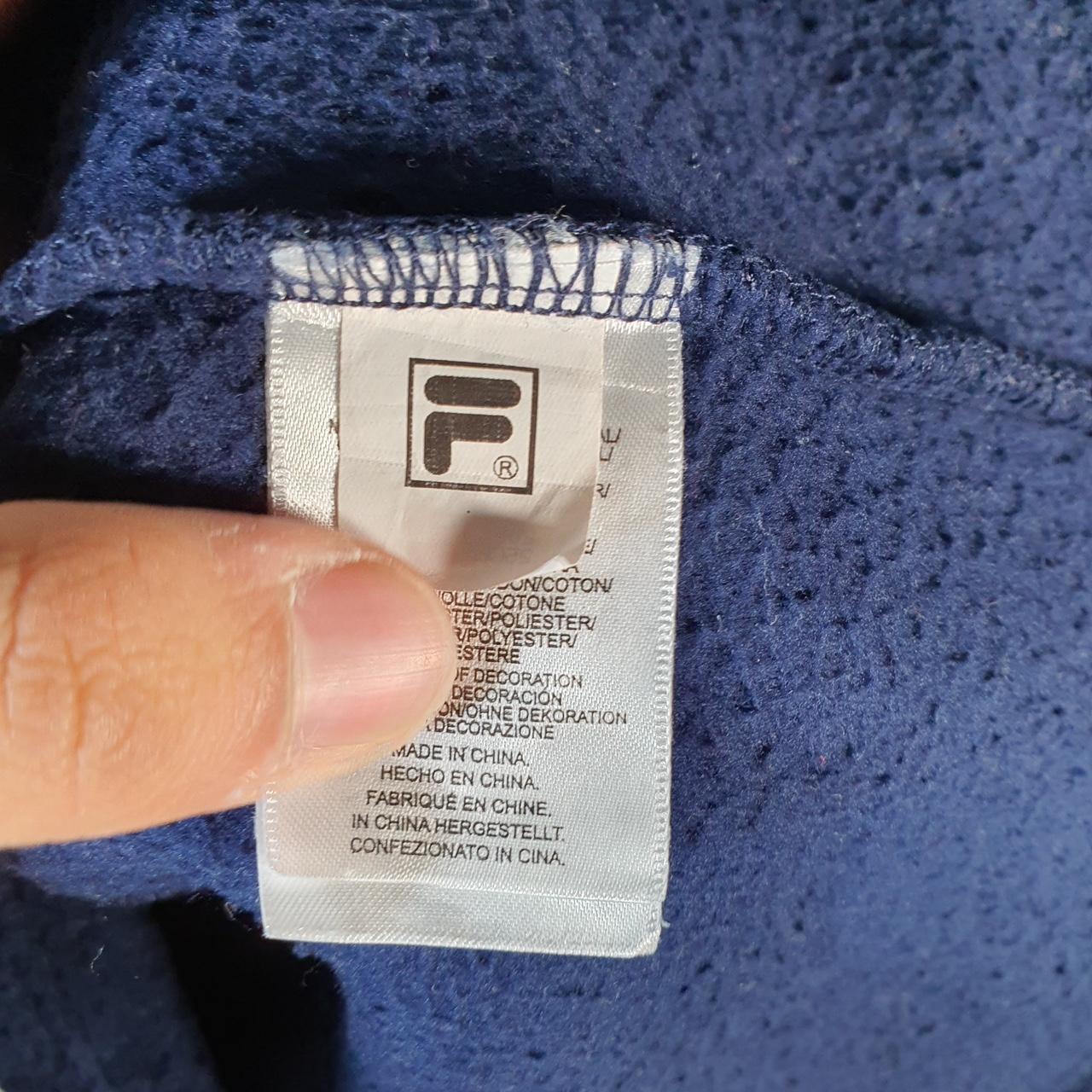 Vintage Fila Pullover Fleece Hoodie Womens Medium Navy Blue Teddy Logo