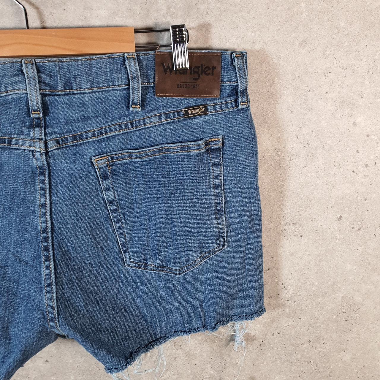 Vintage Wrangler Cut Short Baggy Shorts Jorts Cargo Womens W38 Blue Relaxed Denim A4560