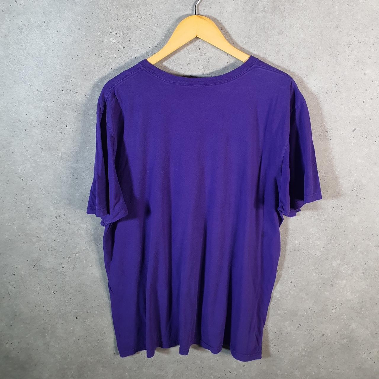 Vintage Adidas Spellout T Shirt Men’s XL Purple Three Stripes Logo Athletic