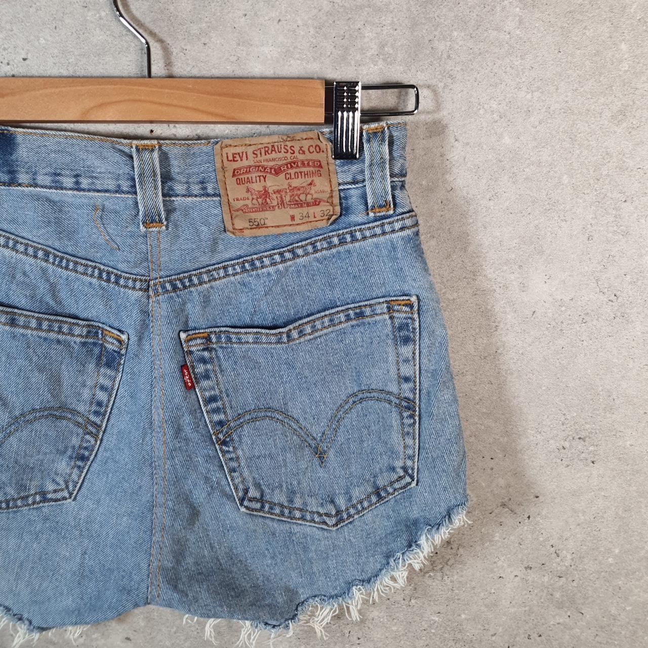 Vintage Levi’s 550 Cut Off Baggy Shorts Jorts Cargo Womens W26 Blue Relaxed Denim Big Fish Vintage