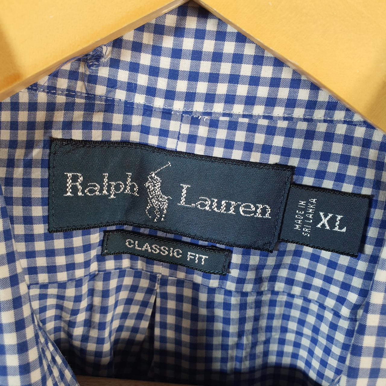 Vintage Ralph Lauren Button Down Shirt Men’s XL Blue Classic fit Checkered Cotton