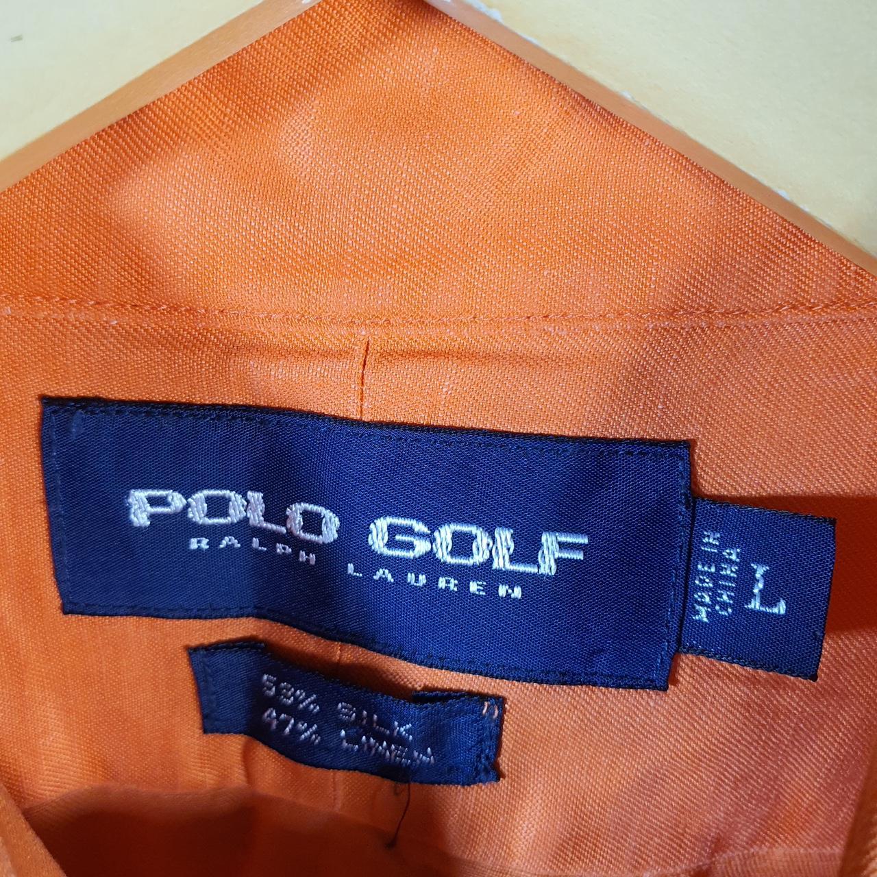 Vintage Ralph Lauren Button Down Shirt Men’s Large Orange Silk Short Sleeve Cotton