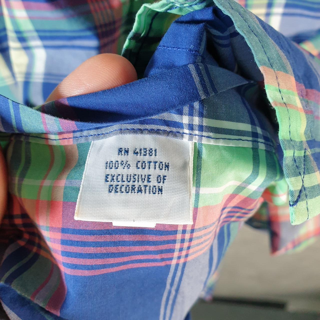 Vintage Ralph Lauren Button Down Shirt Men’s Medium Blue Checkered Short Sleeve Cotton Pony