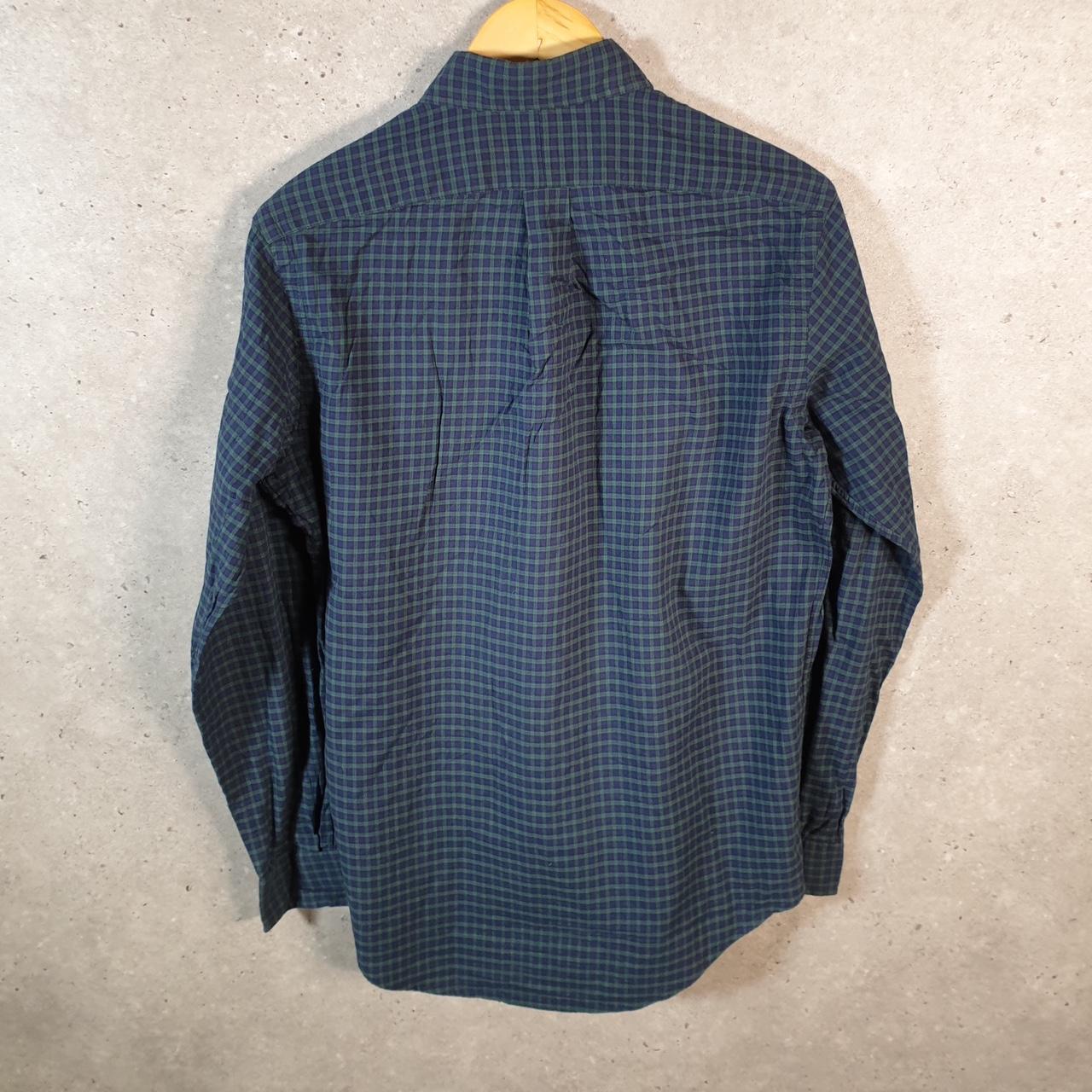 Vintage Ralph Lauren Button Down Shirt Men’s Small Blue Checkered Fit Pony Cotton Big Fish Vintage