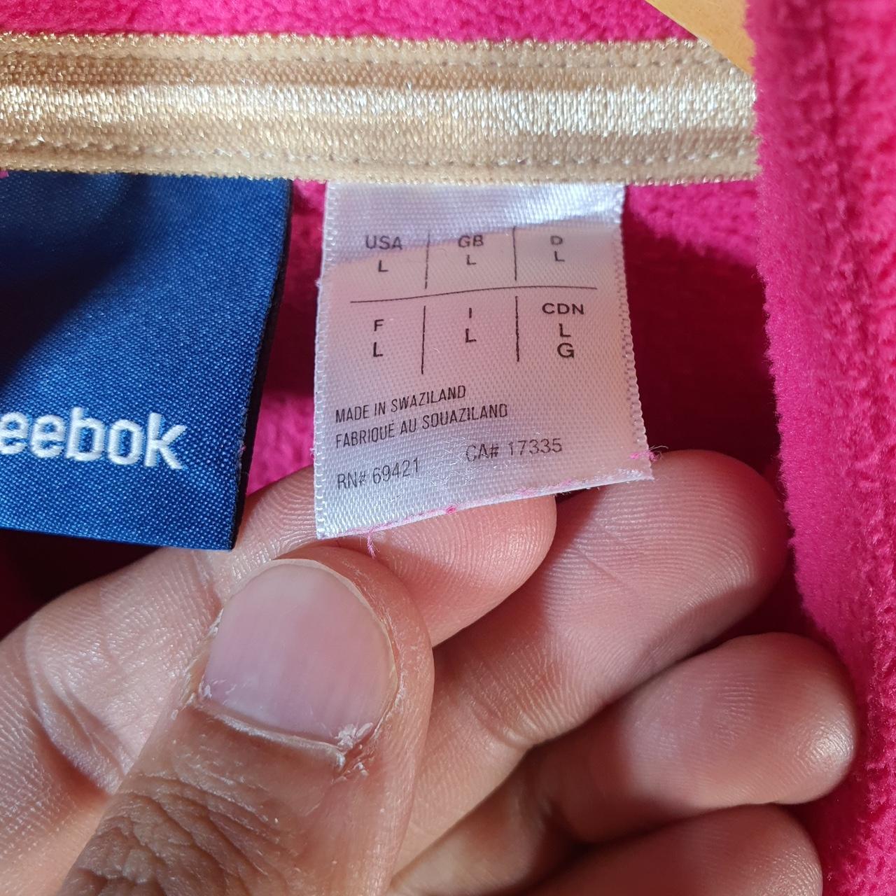 Vintage Reebok 1/4 Zip Fleece Sweatshirt  Womens Large Pink Full Zip Logo