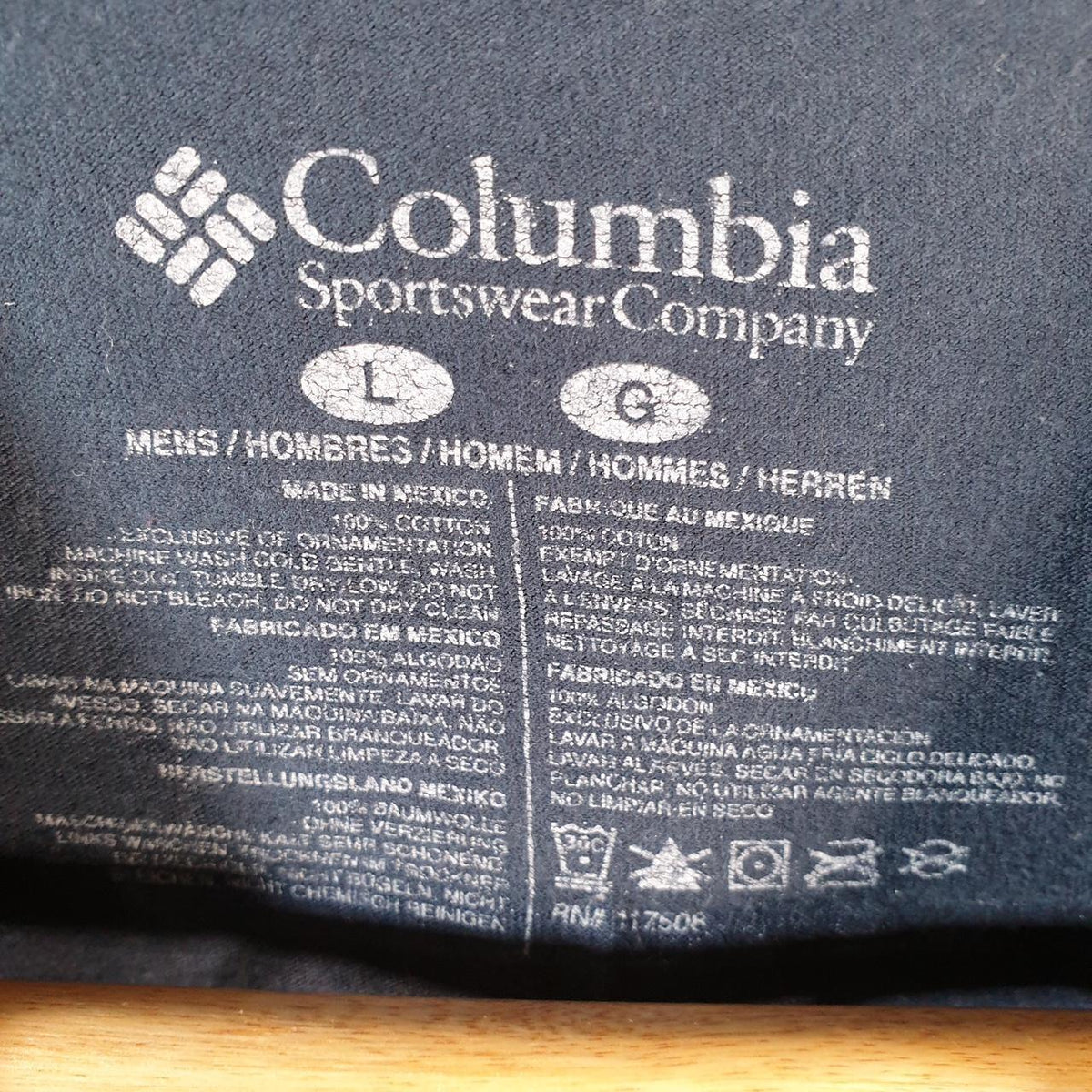 Vintage Columbia USA Flag T Shirt Shirt Men’s Large Navy Blue Logo Athletic