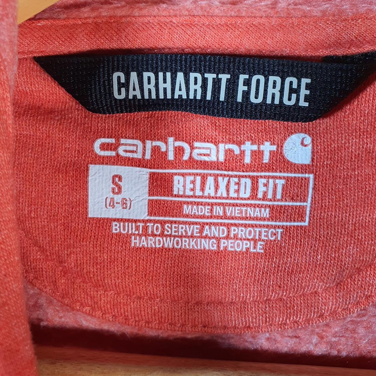 Vintage Carhartt Hoodie Womens Small Red Pullover Blank USA Relaxed Fit