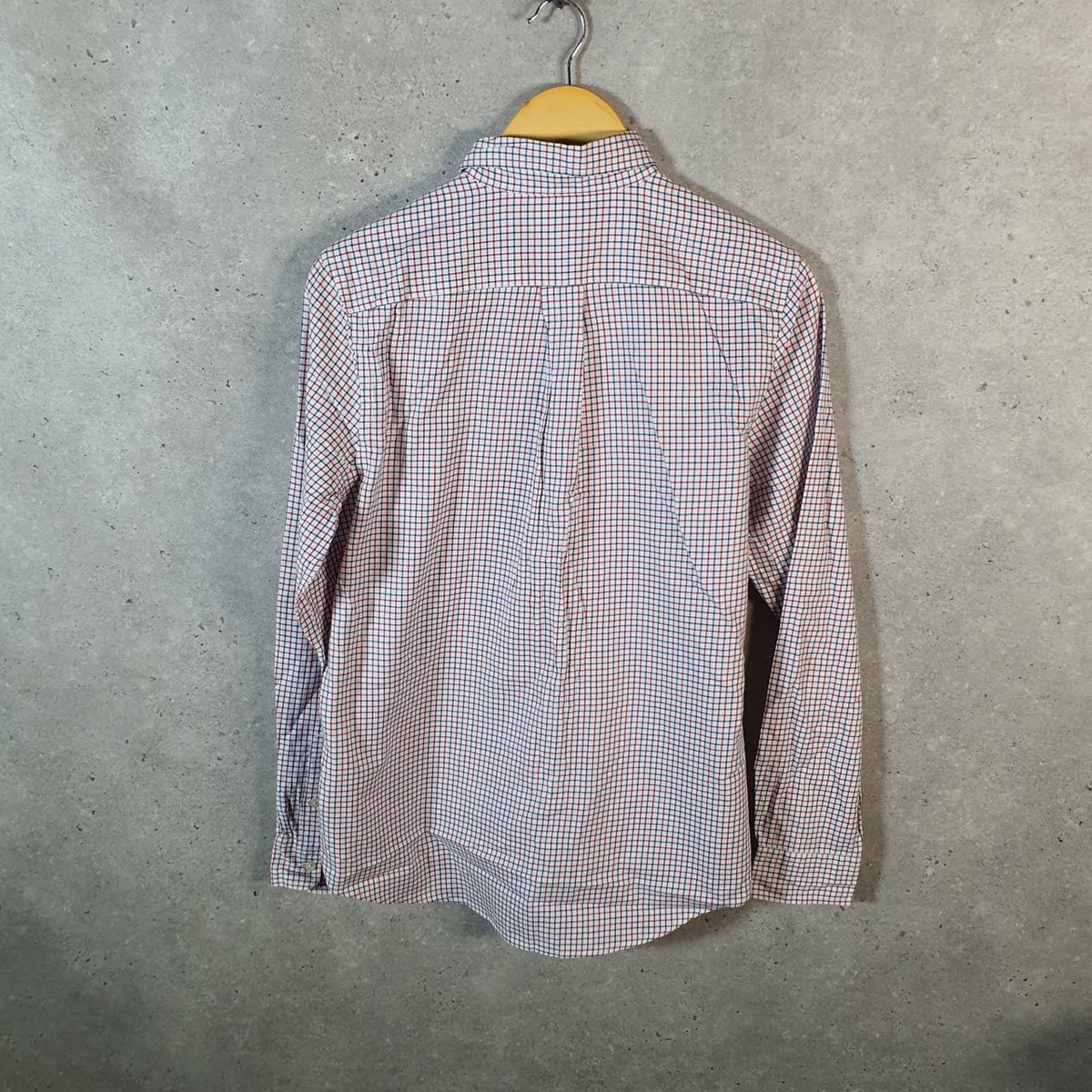 Vintage Ralph Lauren Button Down Shirt Womens Medium Red Checkered Classic Fit Cotton Pony