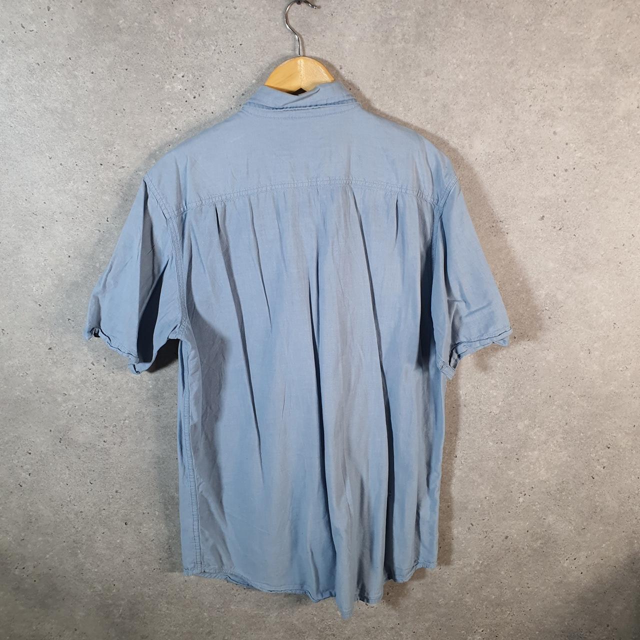 Vintage Carhartt Shirt Button Down Mens Large Blue Short Sleeve Chore Utility Relaxed - Big Fish Vintage