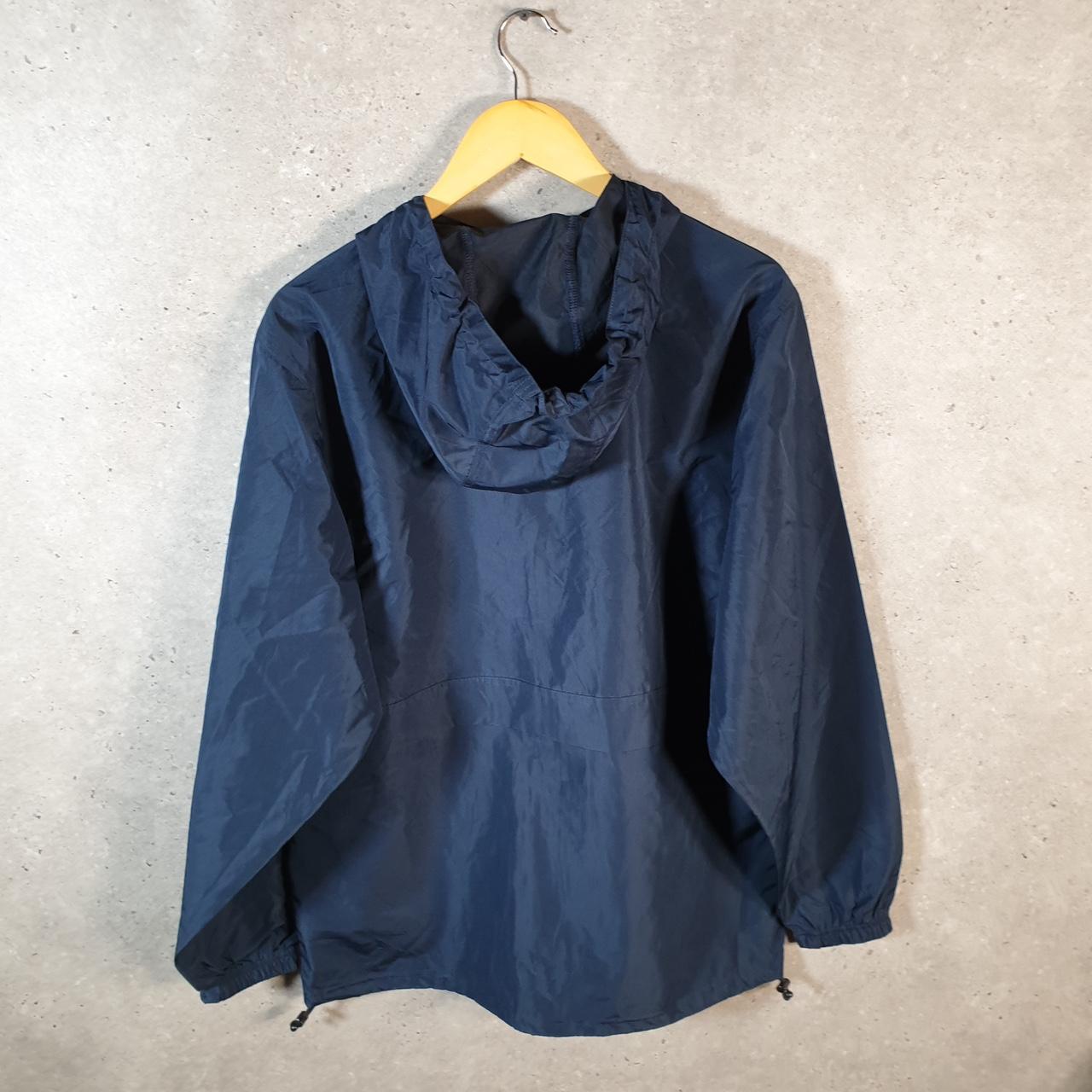 Vintage Champion Windbreaker Track Jacket Mens Medium Blue Logo Full Zip Hooded