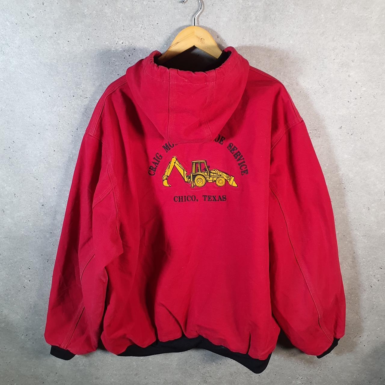 Vintage Carhartt 90s Active Hooded Jacket Men’s 3XL Red Workwear J131 RED Canvas USA Big Fish Vintage