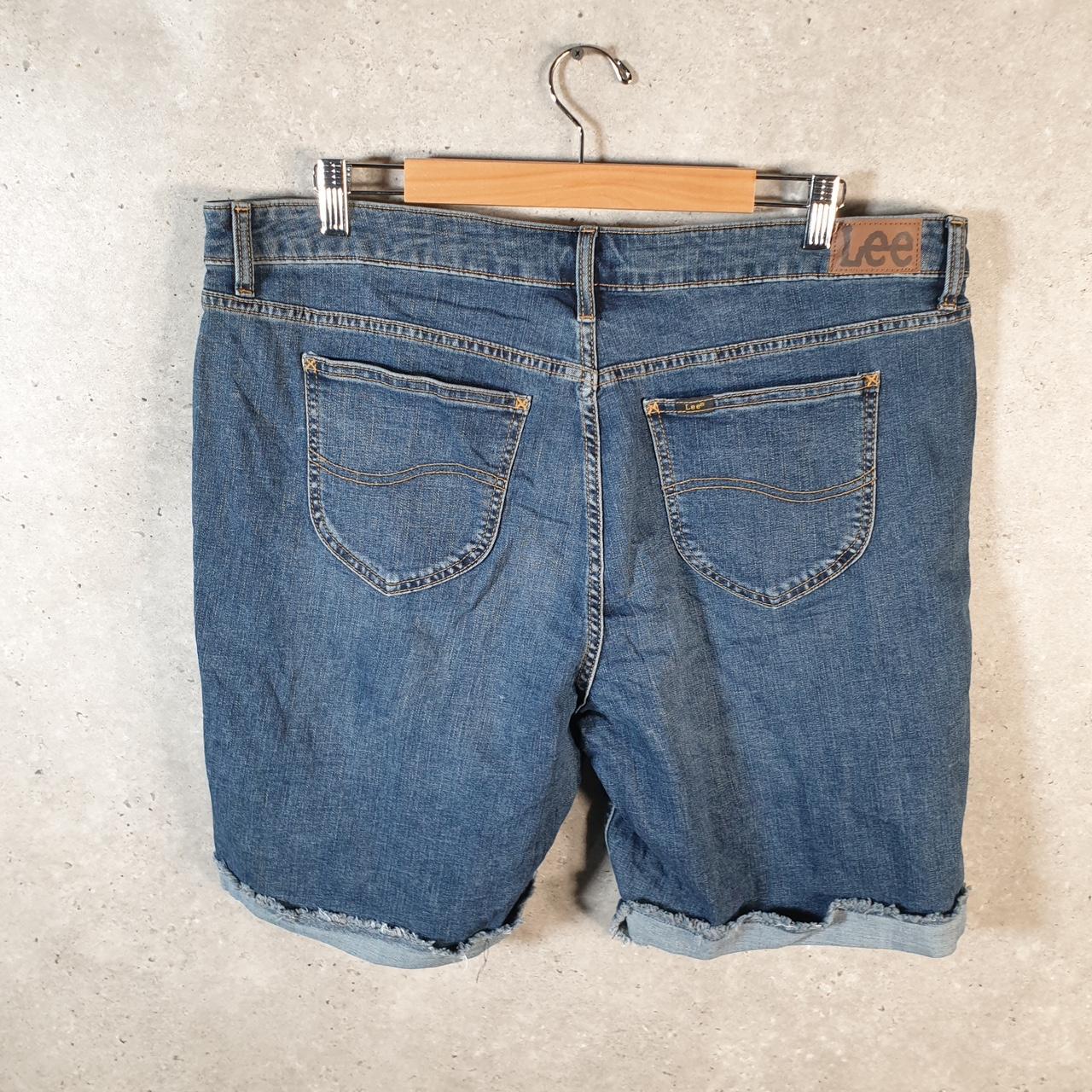 Vintage Lee Baggy Shorts Jorts Cargo Womens W38 Blue Relaxed Denim