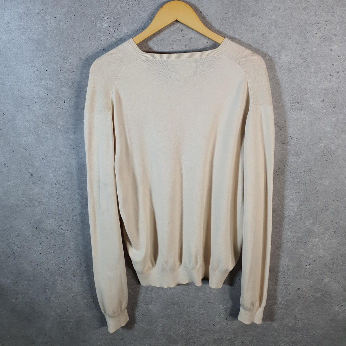 Vintage Ralph Lauren Polo Pima Cotton Sweatshirt Men’s Large Beige Pullover Pony C8859