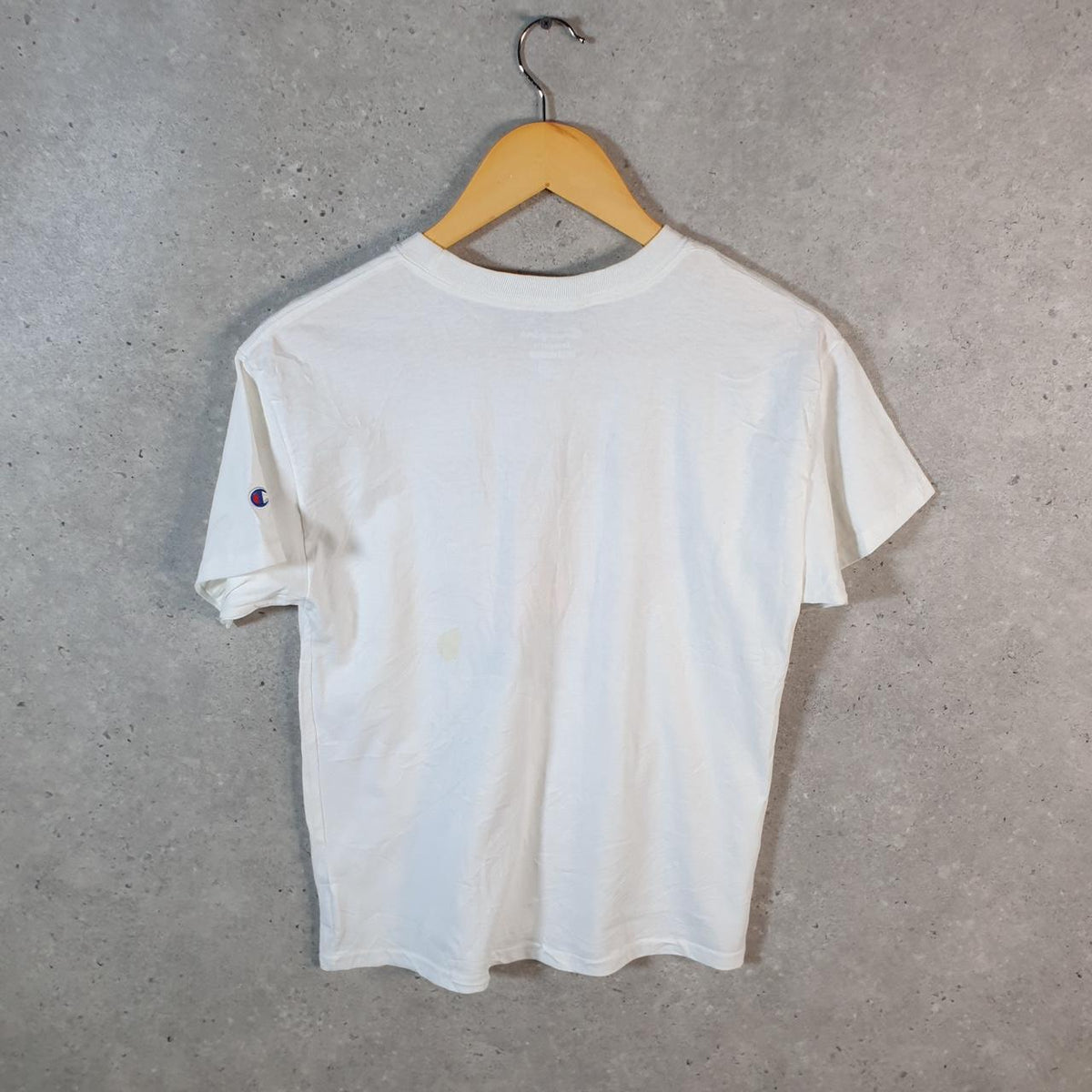 Vintage Champion Spellout T Shirt Youth Large White Spellout Casual Sports C9937