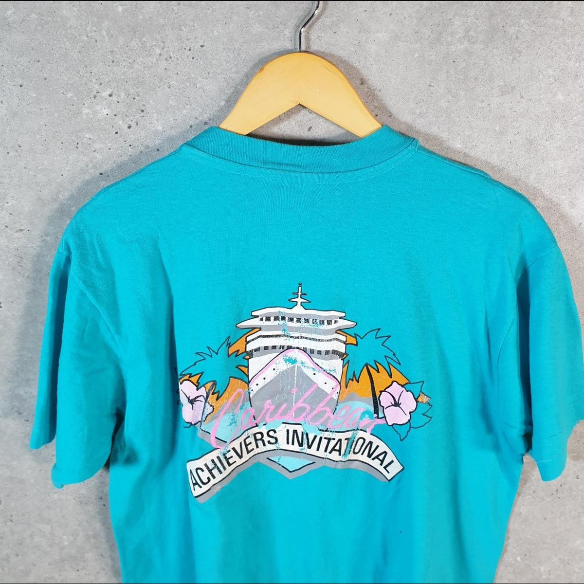 Vintage Caribbean Achievers Invitational Ship USA 90s Single Stitch T Shirt Men’s Small Blue C8758