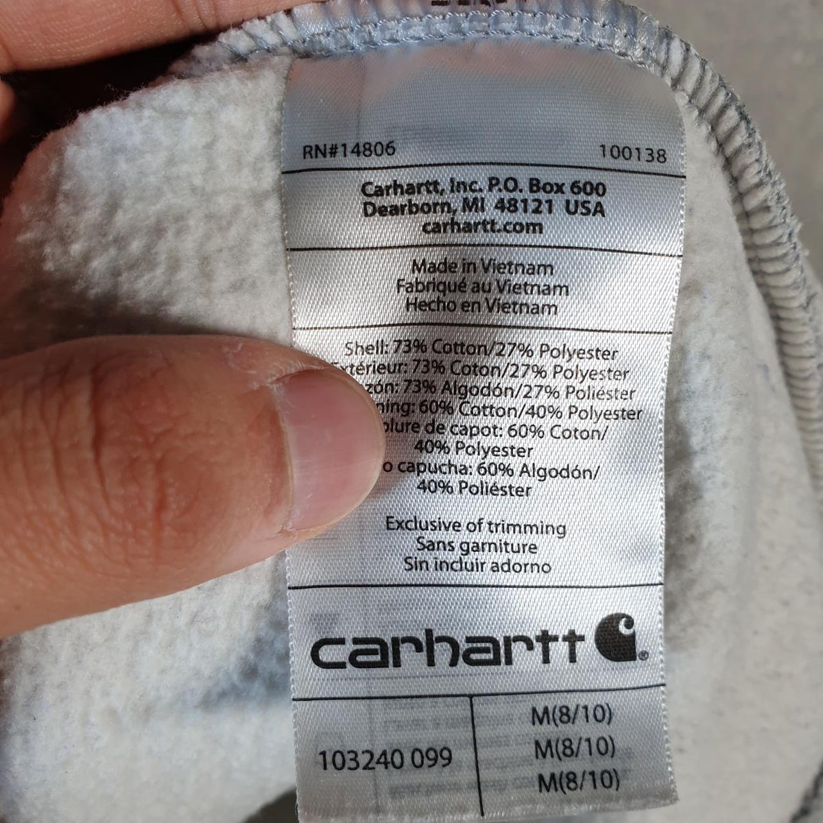 Vintage Carhartt Hoodie Womens Medium Grey Pullover Blank Sweatshirt USA Relaxed Fit
