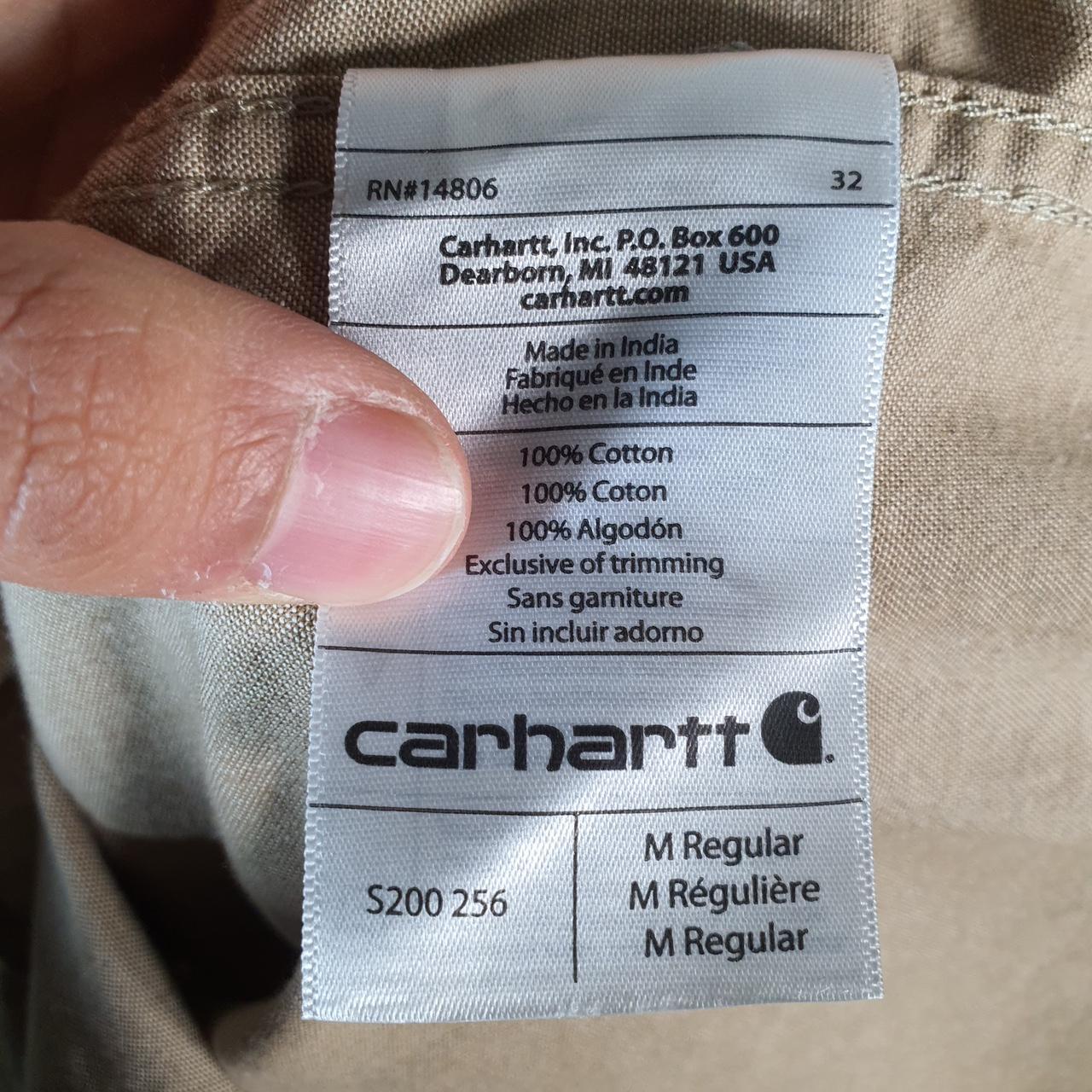 Vintage Carhartt Shirt Button Down Mens Medium Brown Short Sleeve Chore Utility Relaxed - Big Fish Vintage