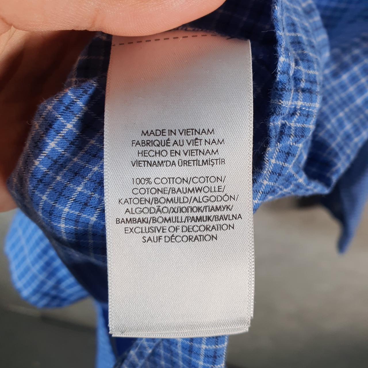 Vintage Ralph Lauren Button Down Shirt Mens Medium Blue Checkered Cotton Pony