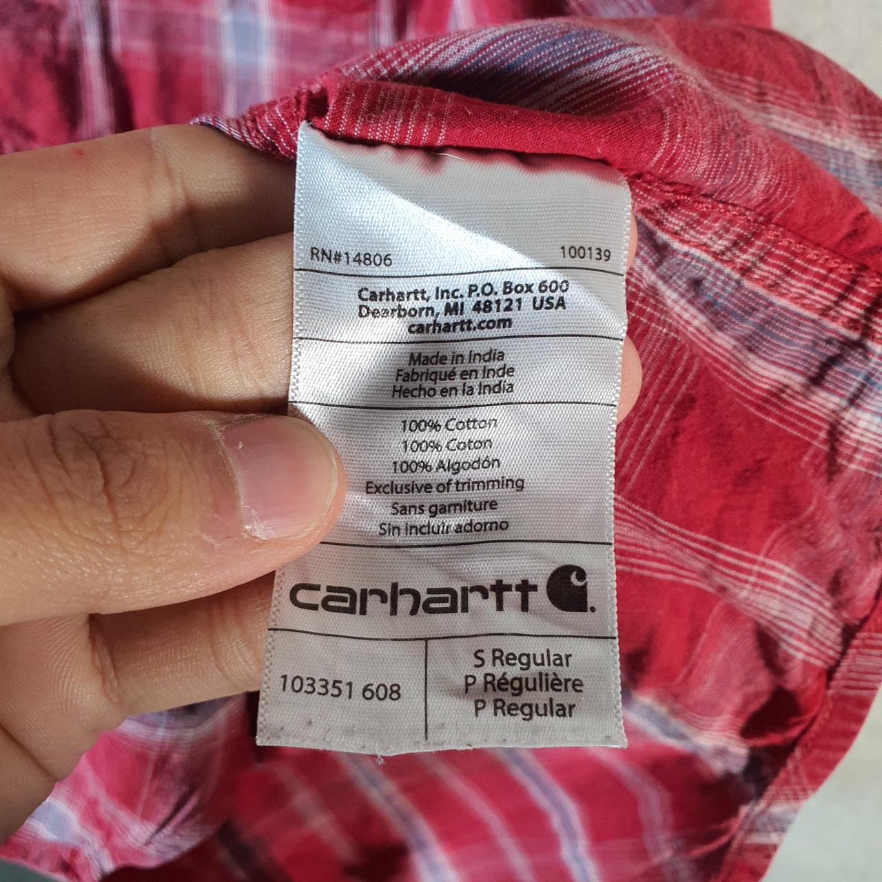 Vintage Carhartt Shirt Button Down Mens Small Red Checkered Chore Utility Relaxed - Big Fish Vintage