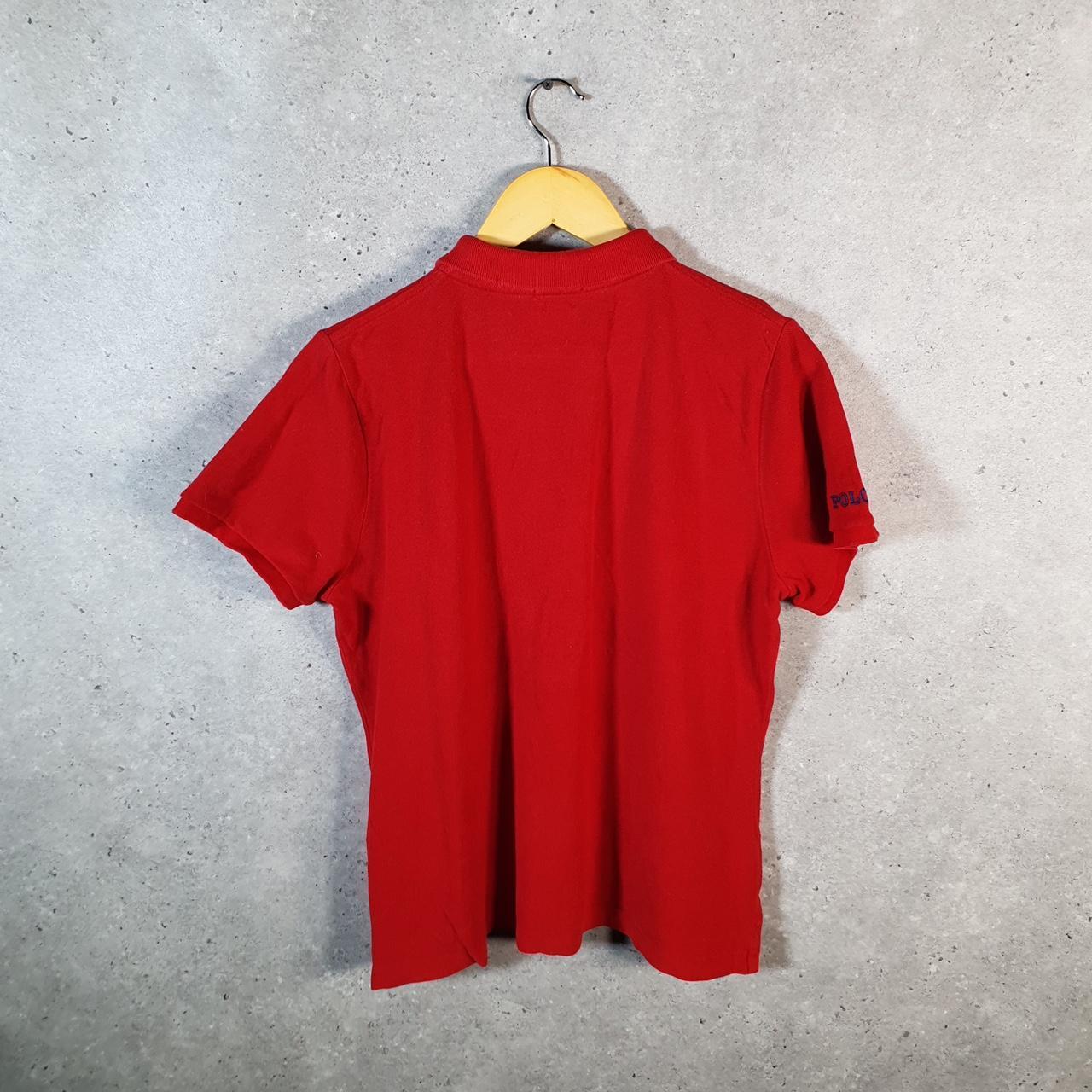 Vintage Ralph Lauren Polo USA Flag Polo Shirt Men’s XL Red Skinny Cotton Pony C9767