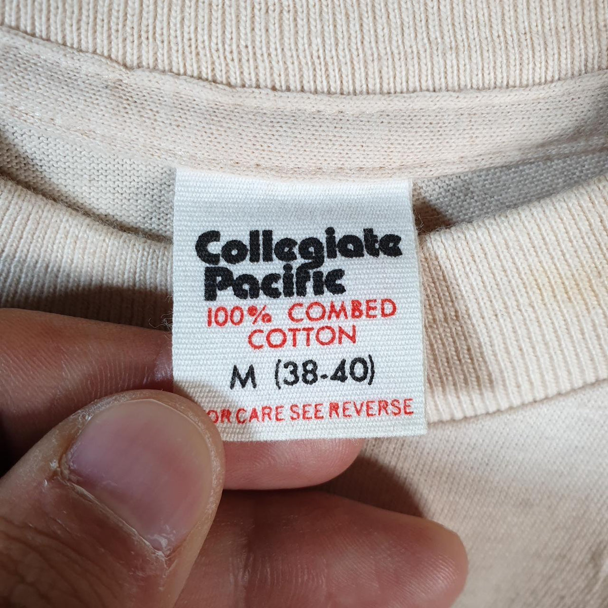 Vintage Collegiate Pacific Casablanca Ceiling Fans 90s Single Stitch T Shirt Men’s Medium Beige