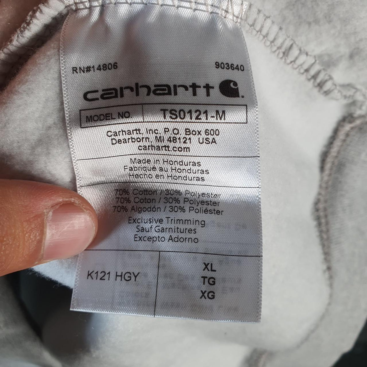 Vintage Carhartt Hoodie Men’s XL Grey Pullover Blank USA Loose Fit