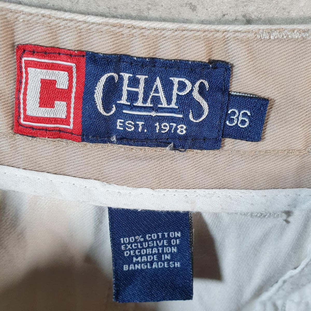 Vintage Chaps Ralph Lauren Chino Shorts Jorts Cargo Men’s W36 Beige Baggy Cotton A4291