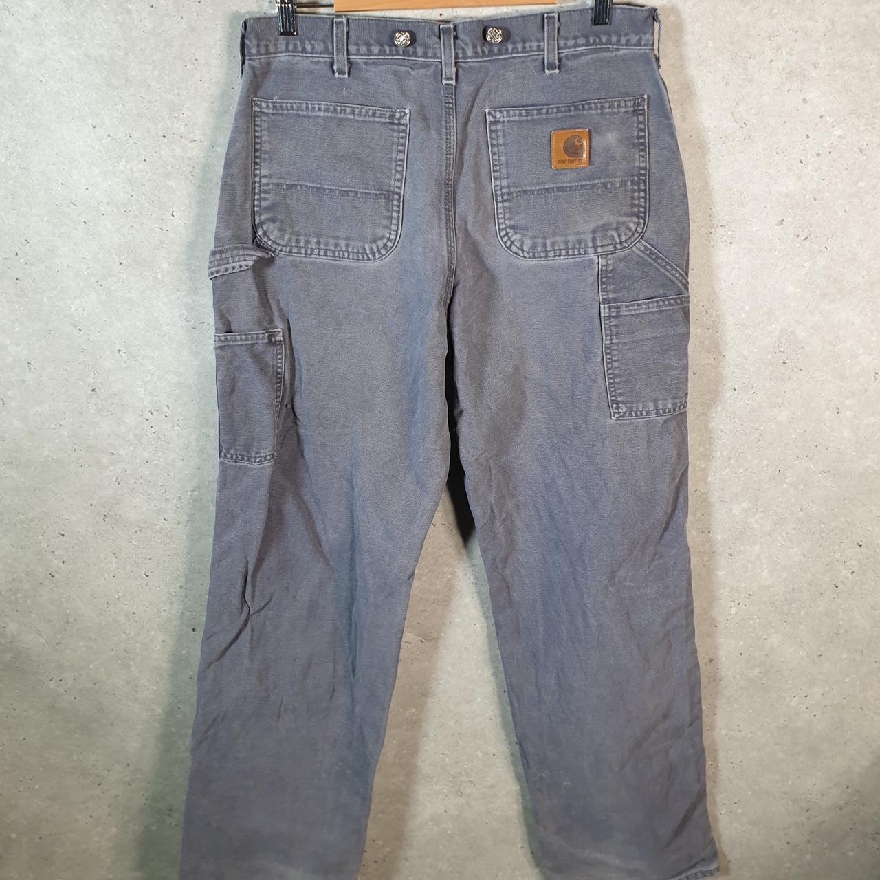 Vintage Carhartt Carpenter Trousers Mens W33 L34 Grey Relaxed Fit Workwear USA