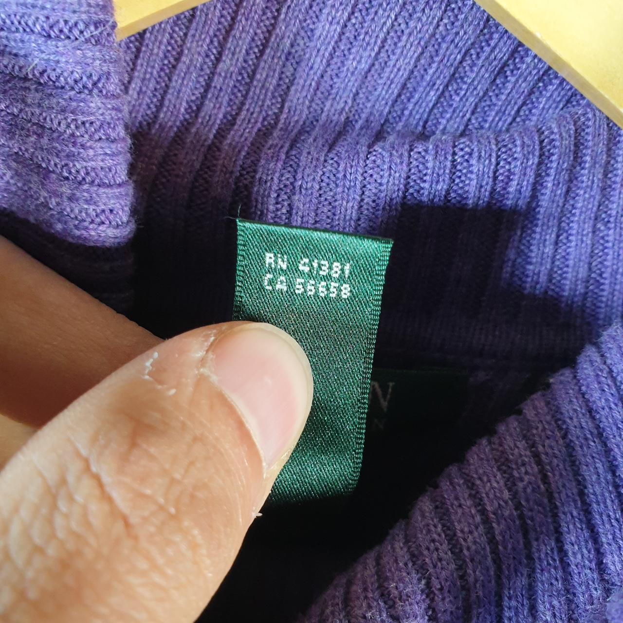 Vintage Ralph Lauren Polo Knit Sweater Womens Medium Purple Cotton Pullover
