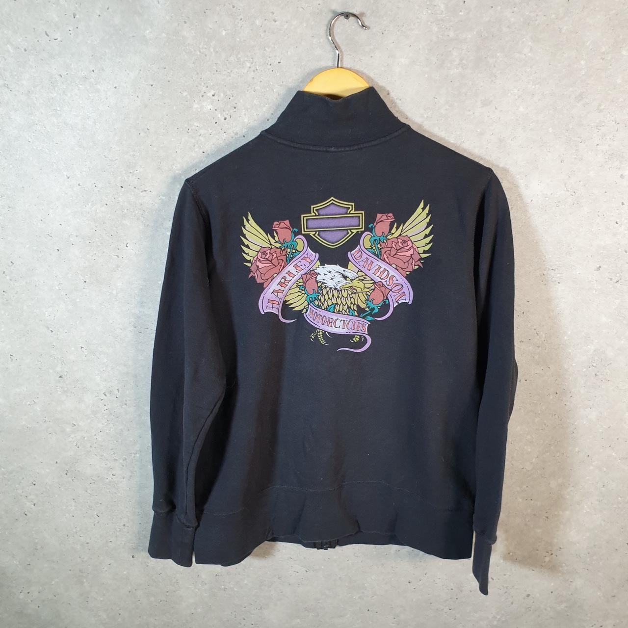 Vintage Harley Davidson New York Sweatshirt Flowers Womens Large Black