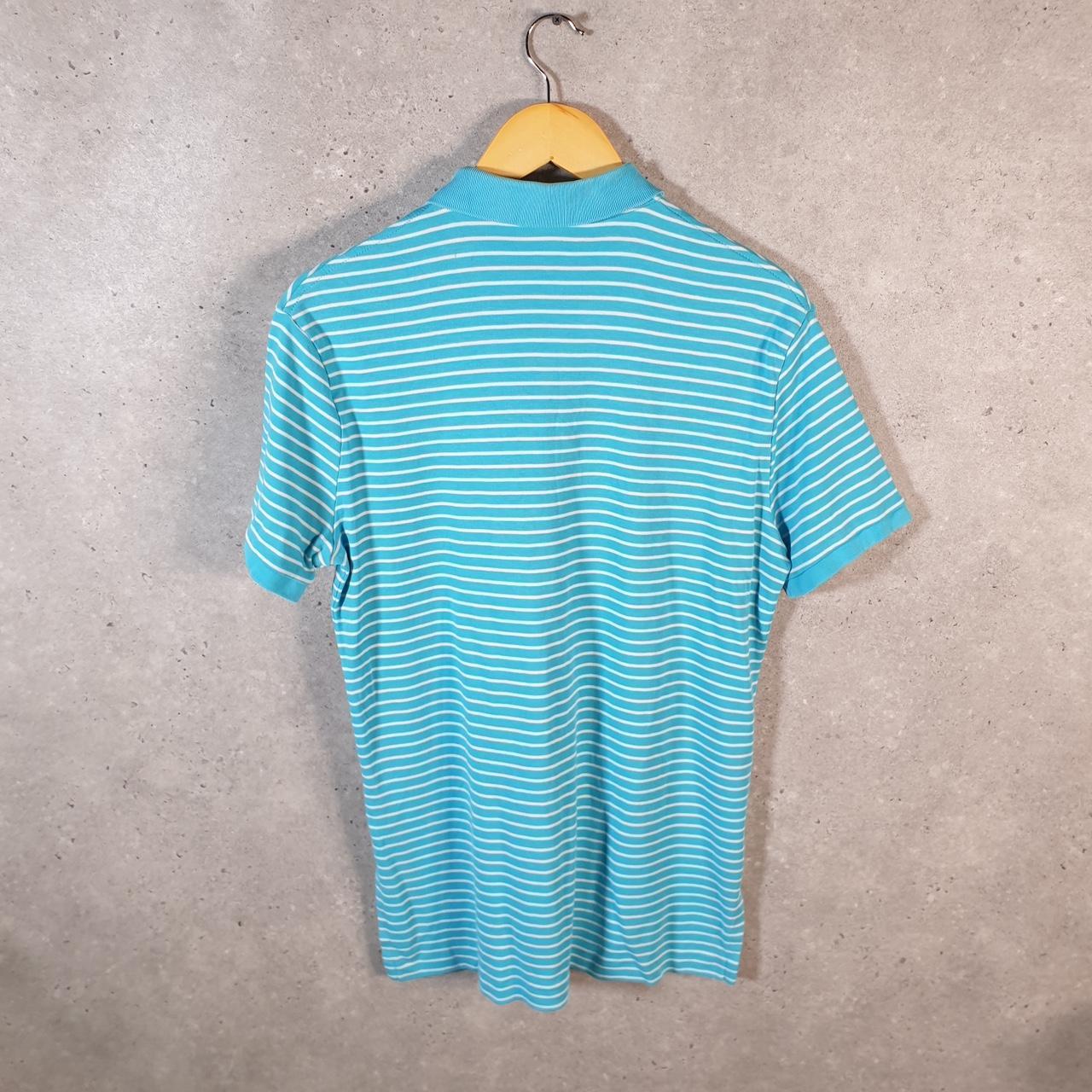 Vintage Ralph Lauren Polo Shirt Men’s Medium Blue Striped Cotton Pony C9688