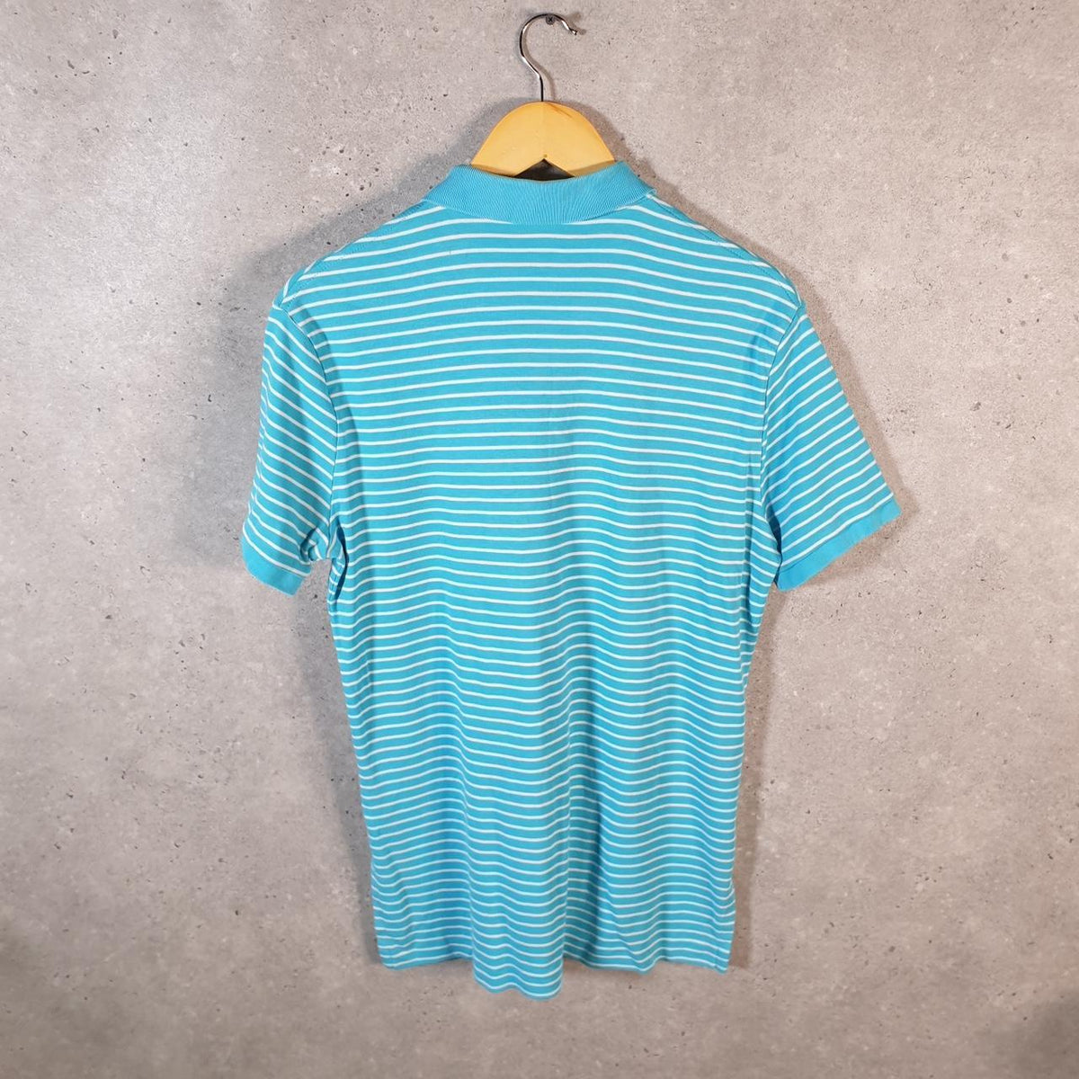 Vintage Ralph Lauren Polo Shirt Men’s Medium Blue Striped Cotton Pony C9688