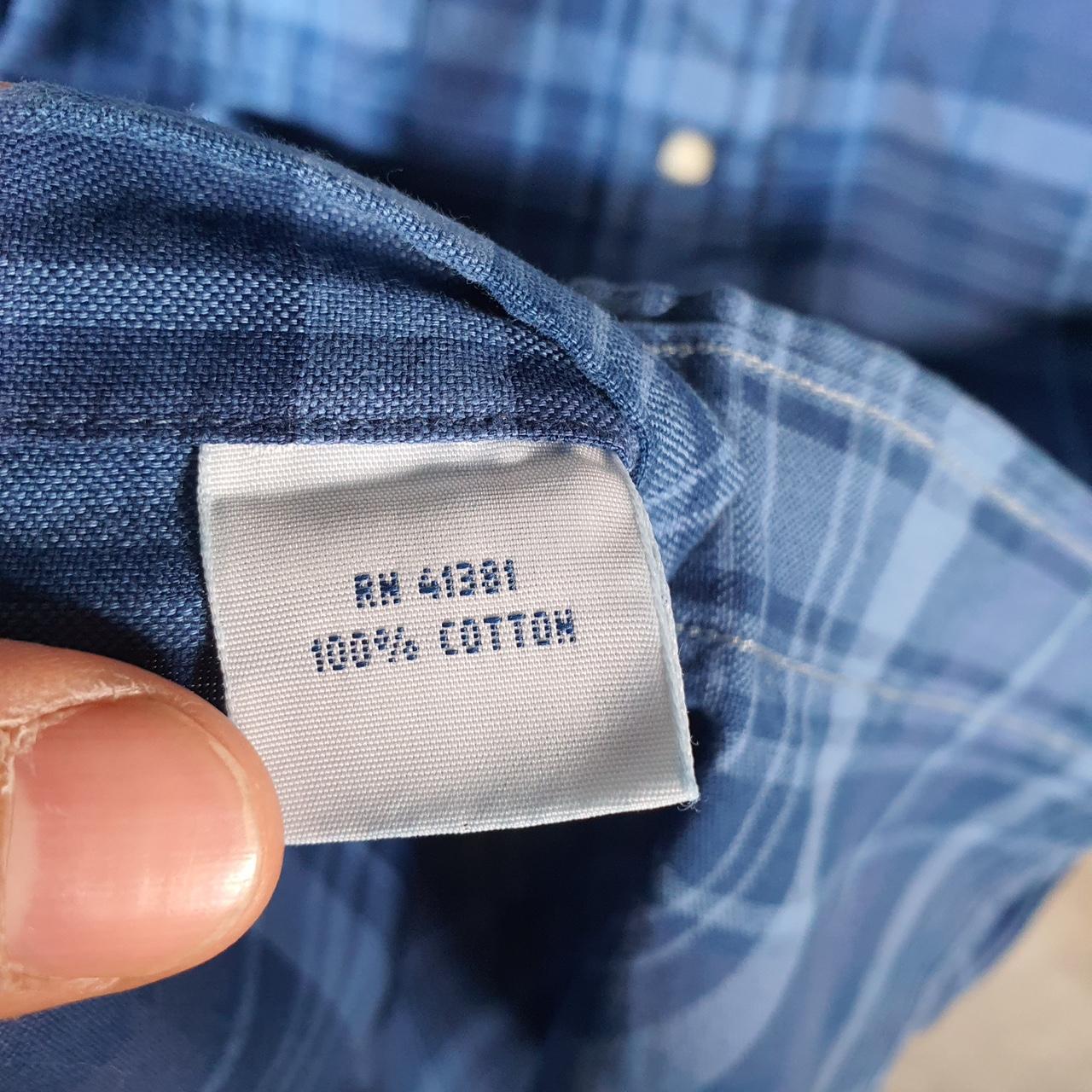 Vintage Ralph Lauren Button Down Shirt Men’s Medium Blue Checkered Indigo Oxford Fit Cotton Pocket Big Fish Vintage