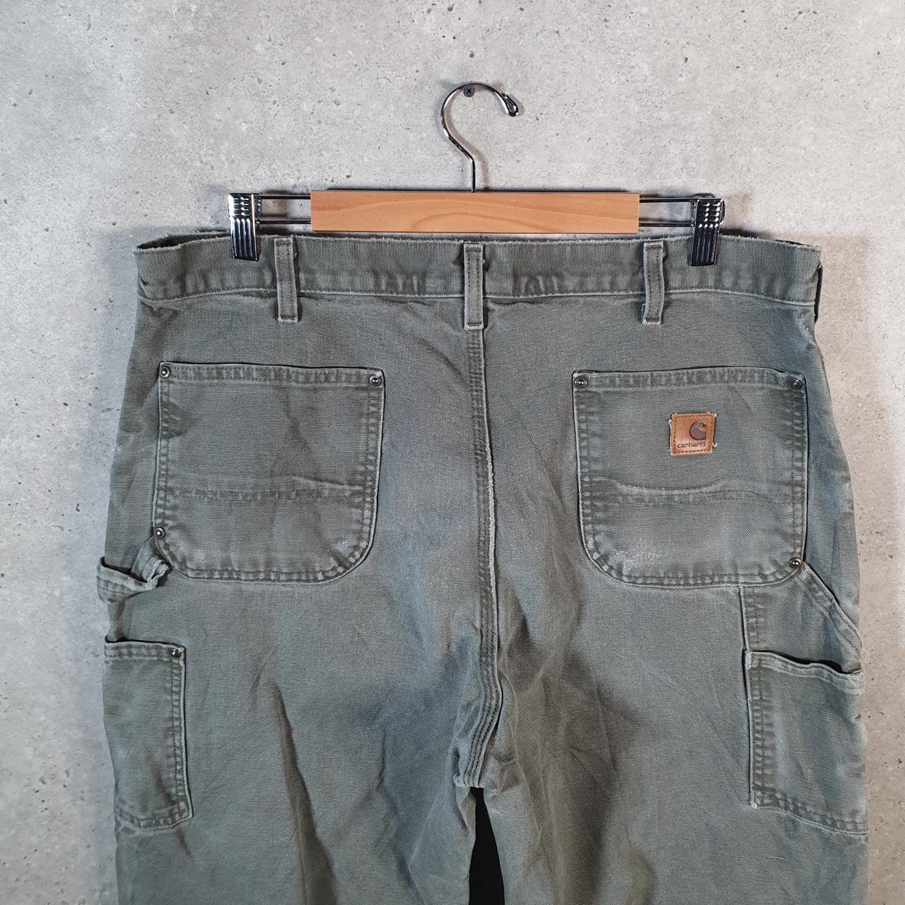 Vintage Carhartt Double Knee Carpenter Trousers Mens W38 L34 Khaki Green Dungaree Fit