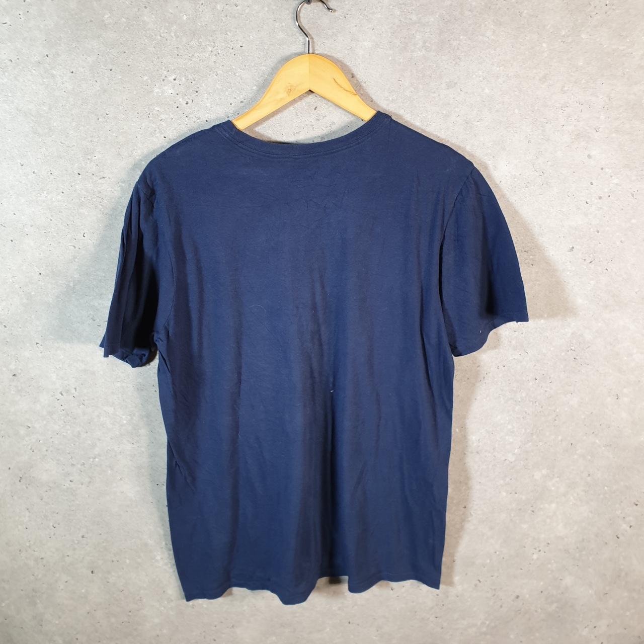 Vintage Nike T Shirt Men’s Medium Blue Printed Single Swoosh Logo Athletic C8291