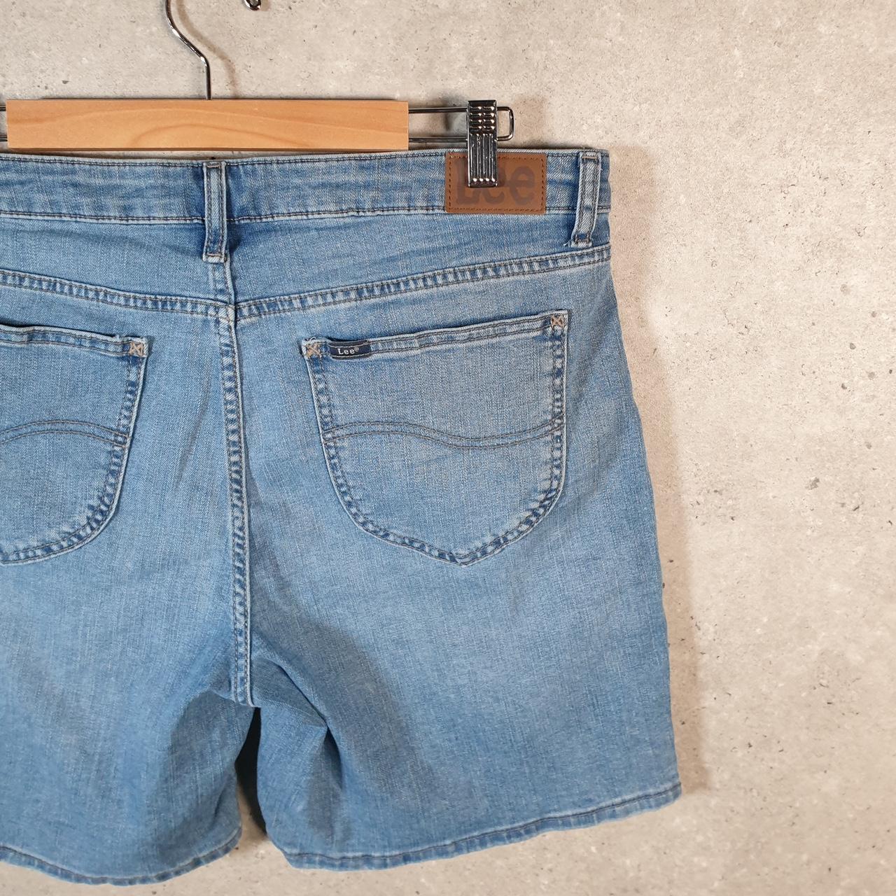 Vintage Lee Baggy Shorts Jorts Cargo Womens W34 Blue Relaxed Denim
