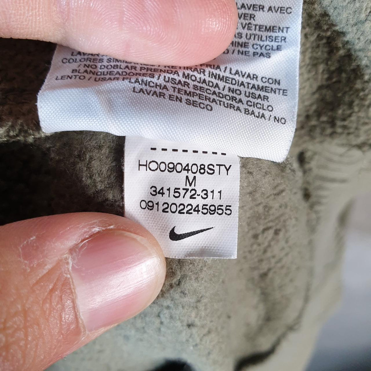 Vintage Nike 90s Athletic Department Hoodie Men’s Medium Khaki Green Swoosh Pullover
