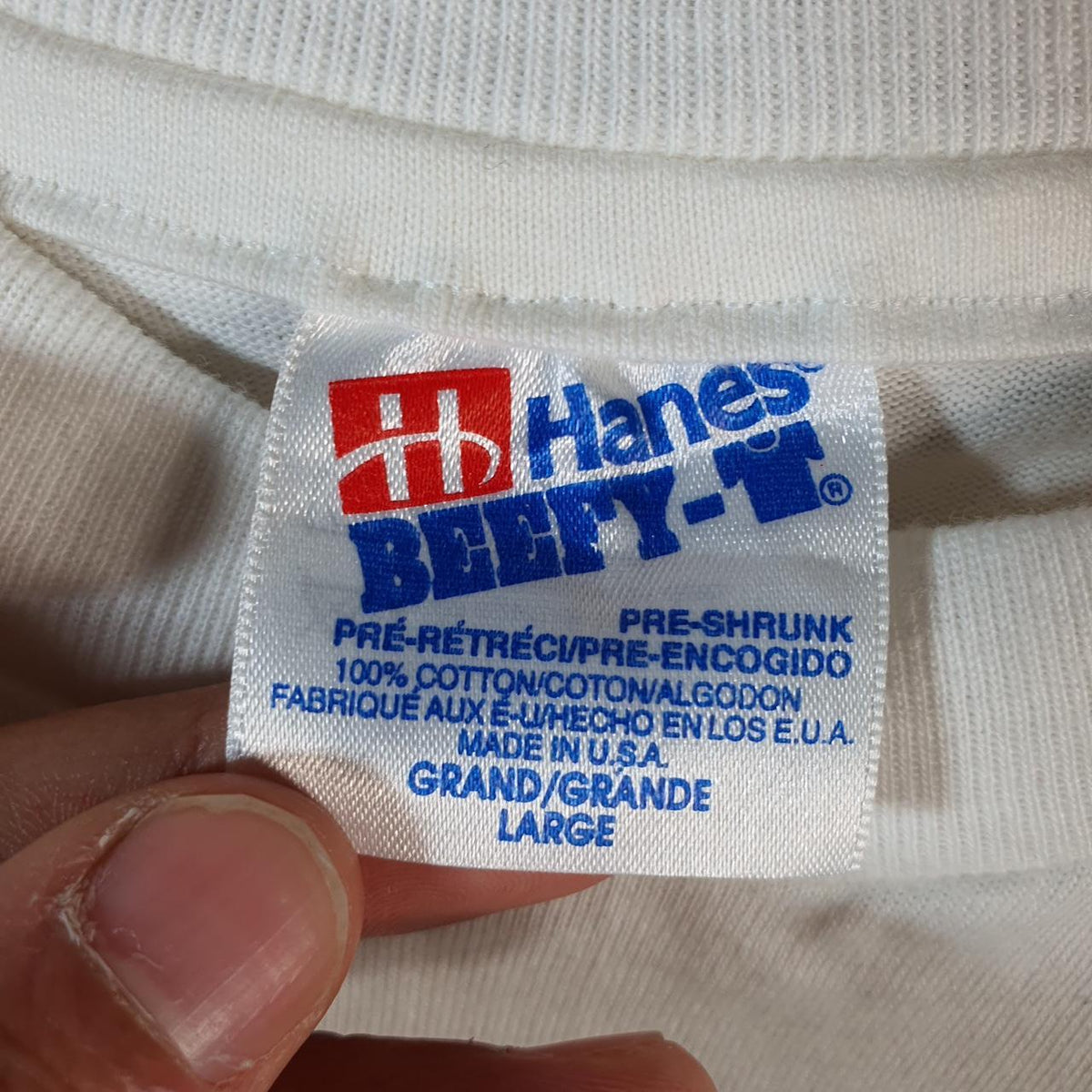 Vintage Hanes Beefy Radical Conservative 90s USA Single Stitch T Shirt Men’s Large White Big Fish Vintage