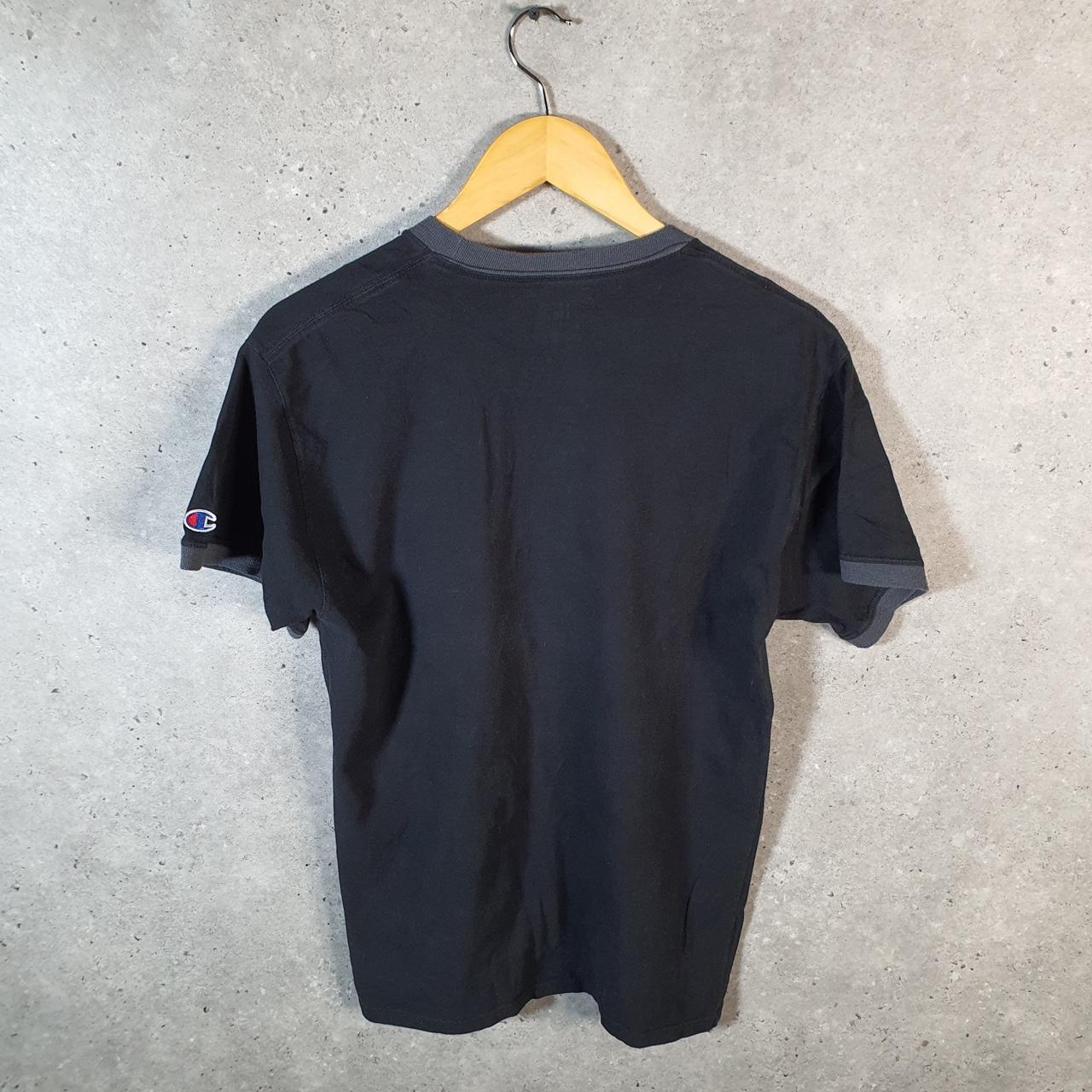 Vintage Champion Embroidered Logo T Shirt Men’s Medium Black Athletic