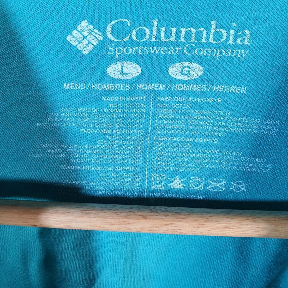 Vintage Columbia Perfomance Hunting Gear USA Flag T Shirt Men’s Large Blue Athletic