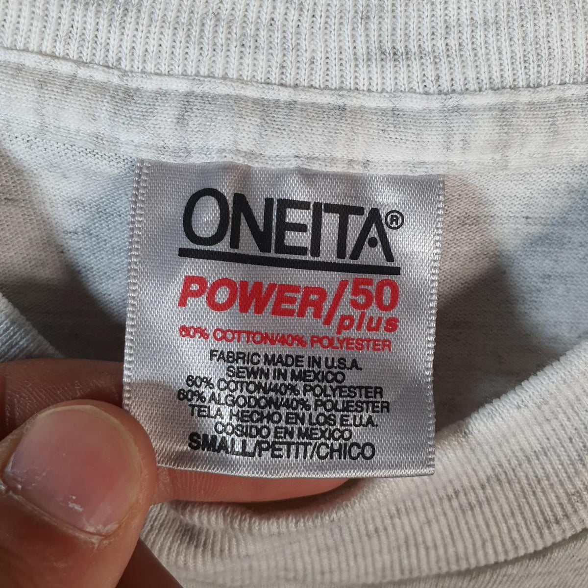 Vintage Oneita Power Morrisette Family 1995 Single Stitch T Shirt Men’s Small Grey C9387