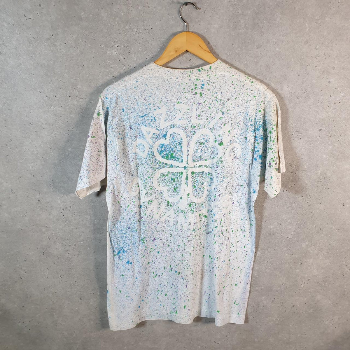 Vintage BVD Dazzling Floral Graphic 90s USA Single Stitch T Shirt Men’s XL Blue Tie Dye