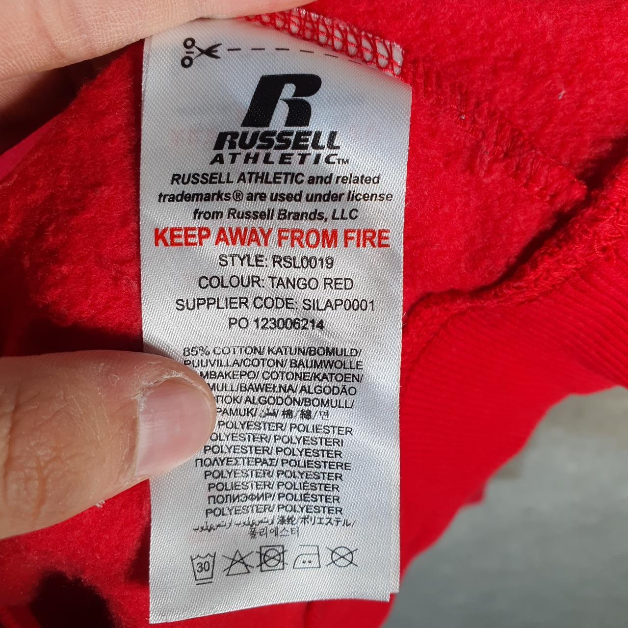 Vintage Russell Athletic Spellout Hoodie Youth 15-16 Years Old Red Pullover Baggy