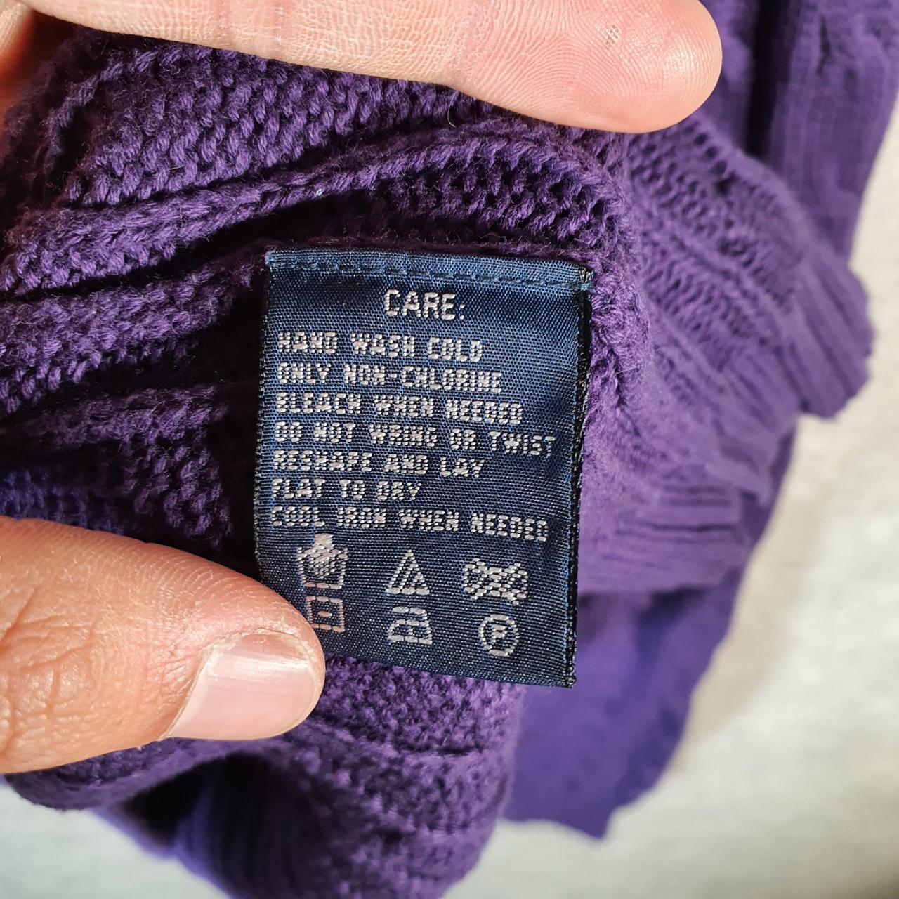 Vintage Ralph Lauren Polo Cable Knit Heavyweight Sweatshirt Womens XL Purple Pony
